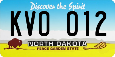 ND license plate KVO012