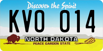 ND license plate KVO014