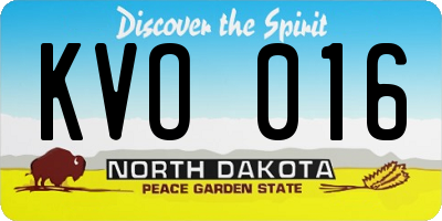 ND license plate KVO016