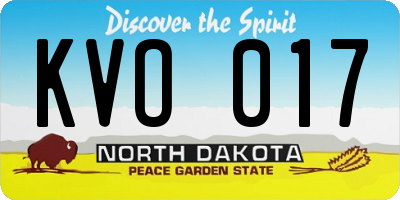 ND license plate KVO017