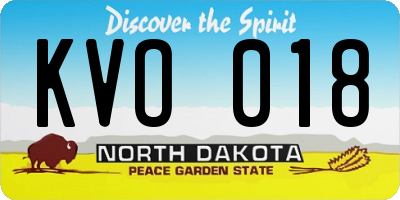ND license plate KVO018