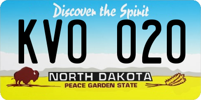 ND license plate KVO020