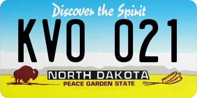 ND license plate KVO021