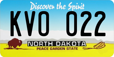 ND license plate KVO022