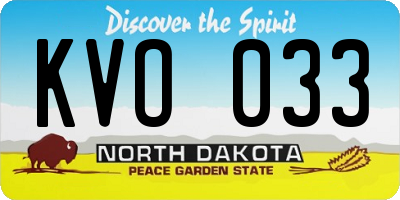ND license plate KVO033