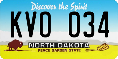 ND license plate KVO034