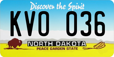 ND license plate KVO036