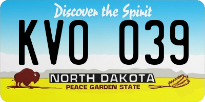 ND license plate KVO039