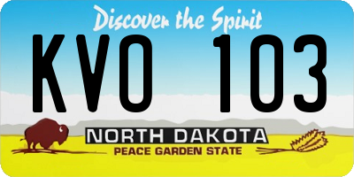 ND license plate KVO103
