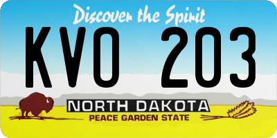 ND license plate KVO203