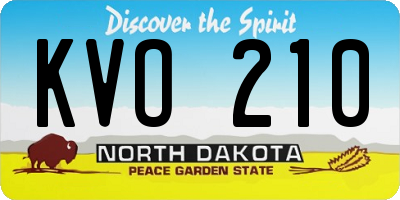 ND license plate KVO210