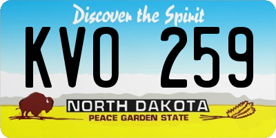 ND license plate KVO259