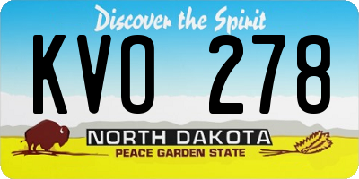 ND license plate KVO278