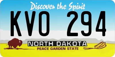 ND license plate KVO294