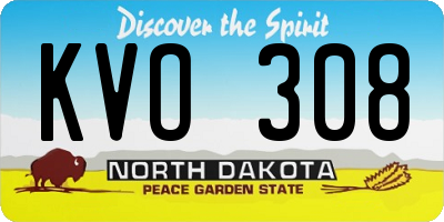 ND license plate KVO308