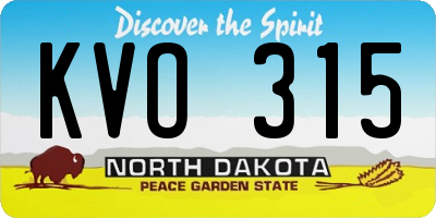 ND license plate KVO315