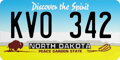 ND license plate KVO342