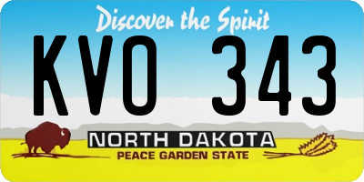 ND license plate KVO343