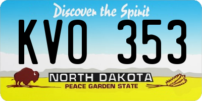 ND license plate KVO353
