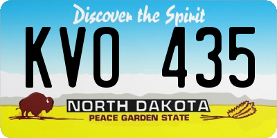 ND license plate KVO435