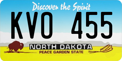 ND license plate KVO455