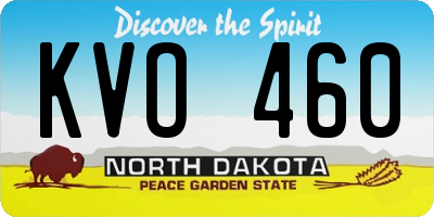 ND license plate KVO460
