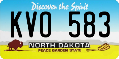ND license plate KVO583