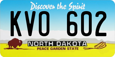 ND license plate KVO602