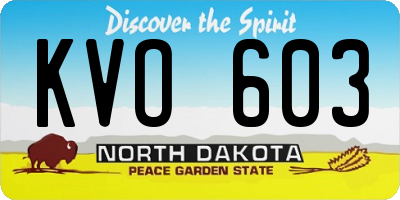 ND license plate KVO603