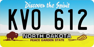 ND license plate KVO612