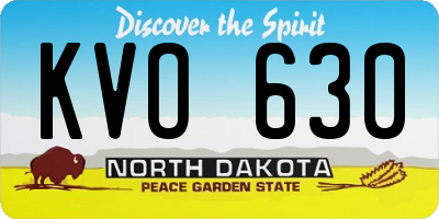 ND license plate KVO630