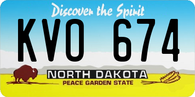 ND license plate KVO674