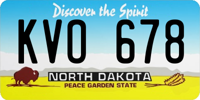 ND license plate KVO678