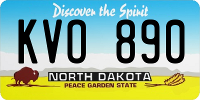 ND license plate KVO890