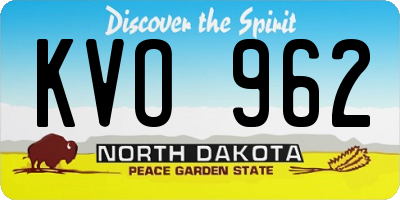 ND license plate KVO962