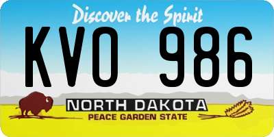 ND license plate KVO986
