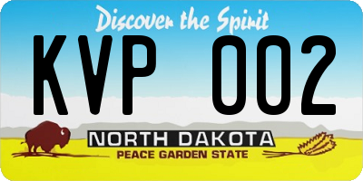 ND license plate KVP002