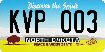 ND license plate KVP003