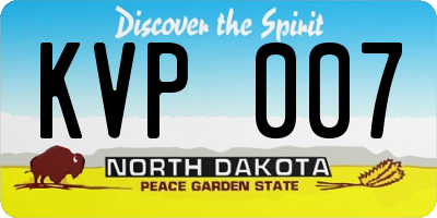 ND license plate KVP007