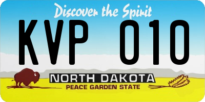 ND license plate KVP010