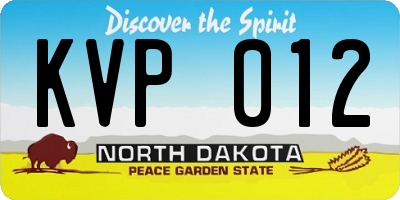 ND license plate KVP012