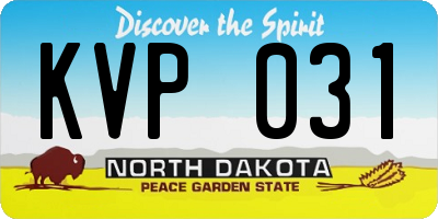 ND license plate KVP031