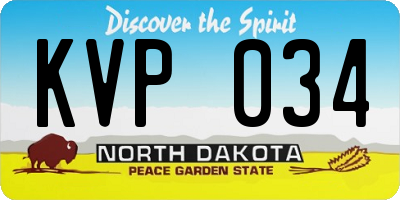 ND license plate KVP034