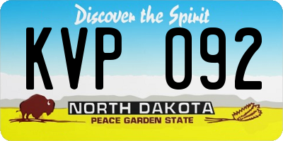 ND license plate KVP092