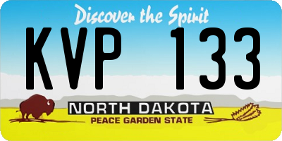 ND license plate KVP133