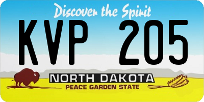 ND license plate KVP205