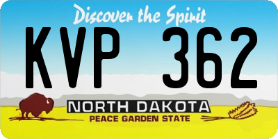ND license plate KVP362