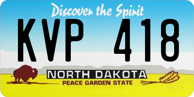 ND license plate KVP418
