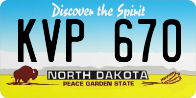 ND license plate KVP670