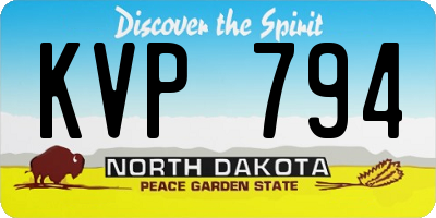 ND license plate KVP794